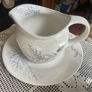 Vintage Pfaltzgraff Winter Frost Gravy Boat and Dish
